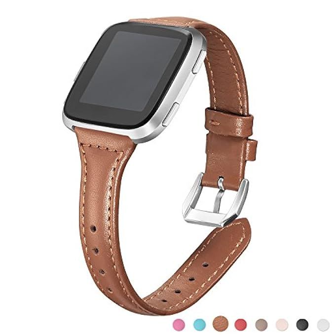 bayite Bands Compatible Fitbit Versa, Slim Genuine Leather Band Replacement Accessories Strap Versa  | Amazon (US)