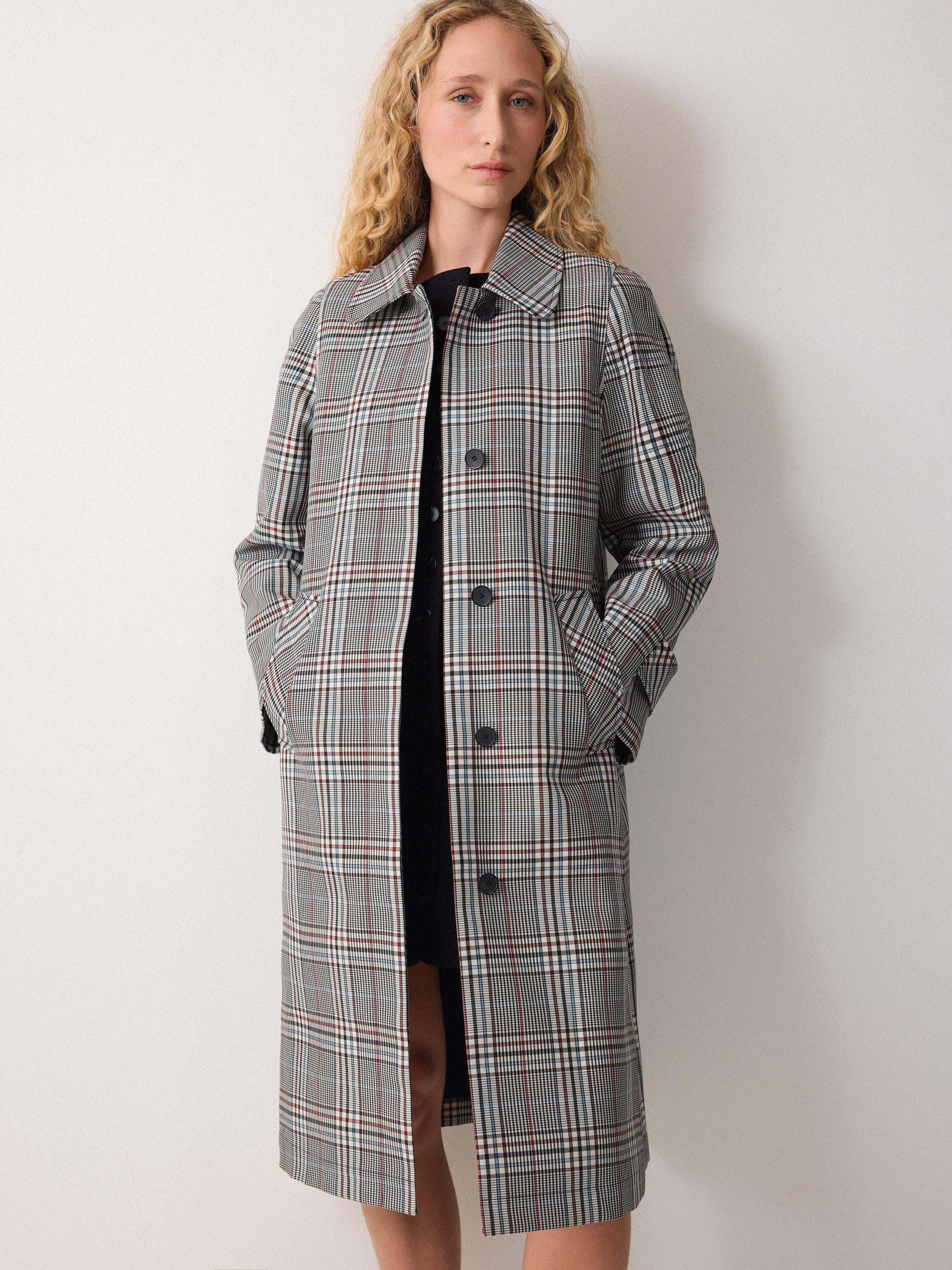 Bonded Cotton Check Trench Coat | Cream | Jigsaw (UK)