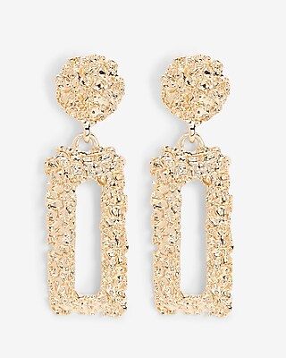 Crackled Metal Rectangle Drop Earrings | Express