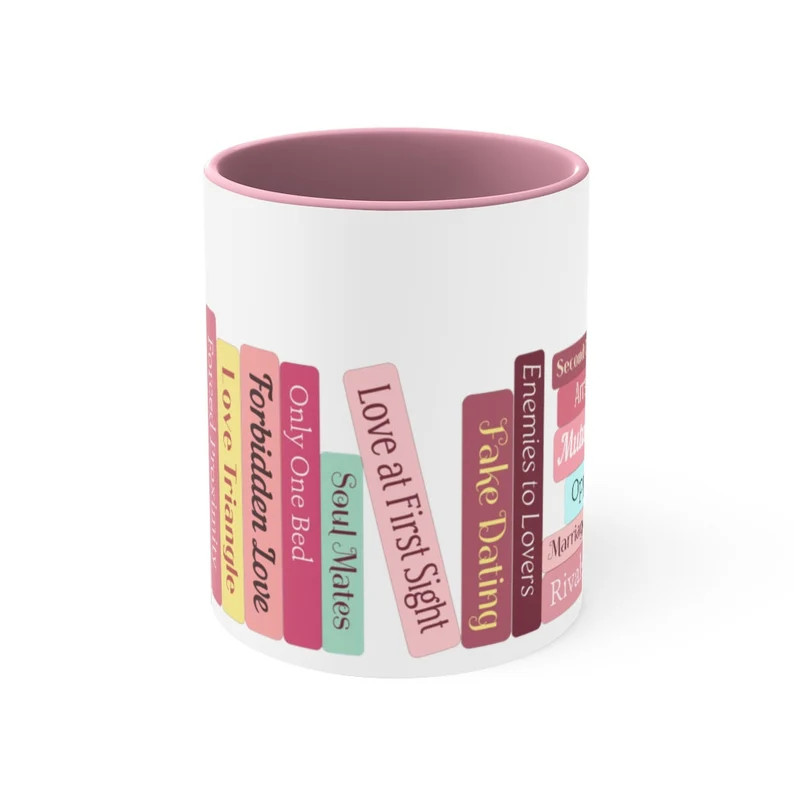 Romance Tropes 2.0 Bookshelf and Book Stack Pink Accent Coffee | Etsy | Etsy (US)