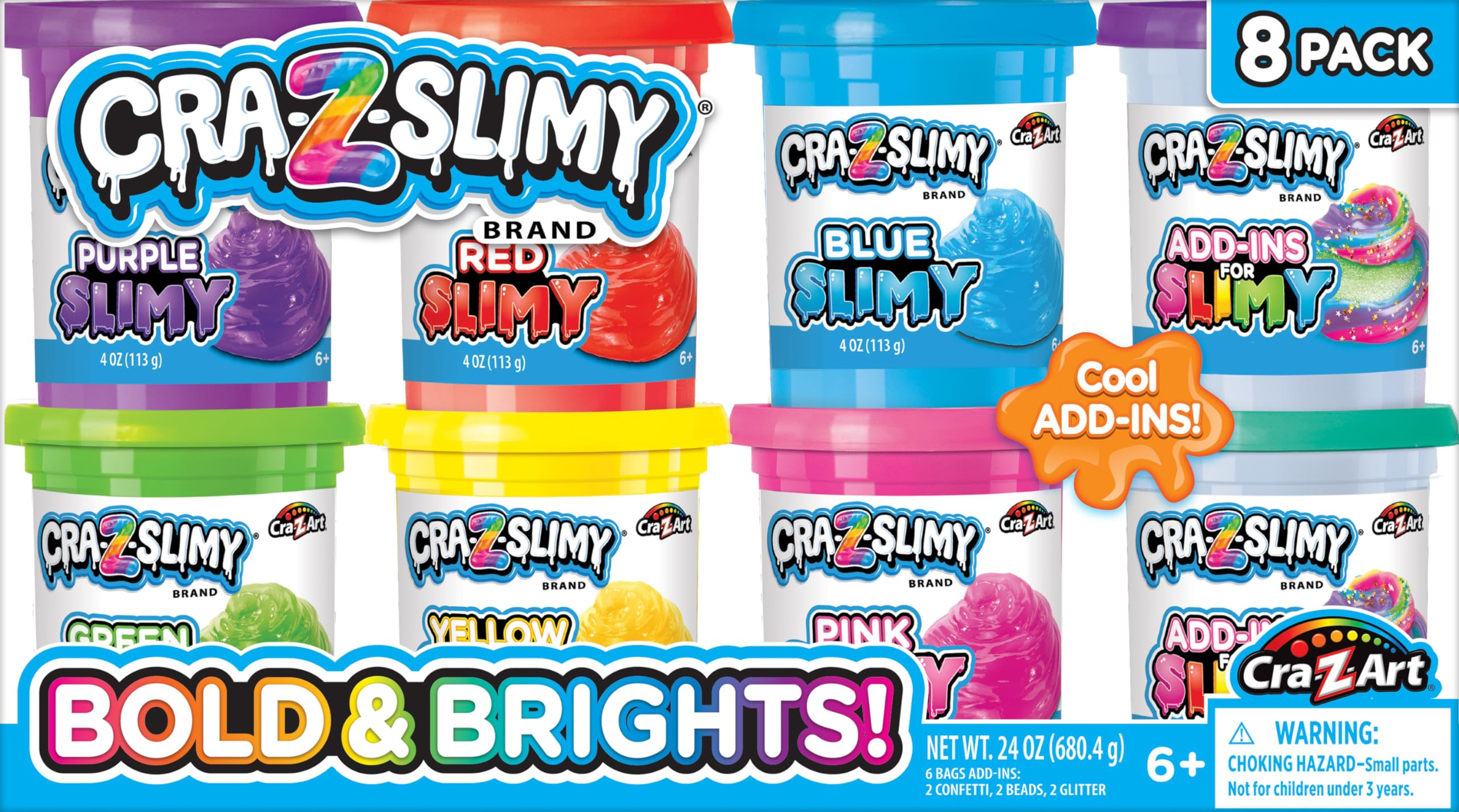 CRA-Z-Slimy Bold & Brite 8 Count, Stretchy & Colorful Premade Slime Collection, Ages 6 and Up | Amazon (US)