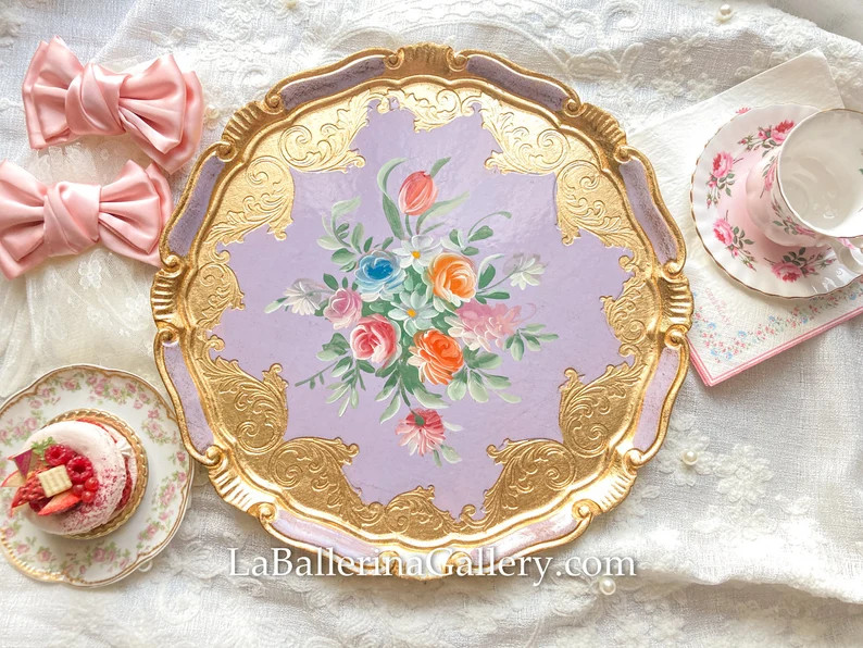 Italian Florentine Tray Wood Gold Baroque Rococo Decorative Tea Board Vintage Wedding Gift Shabby... | Etsy (US)