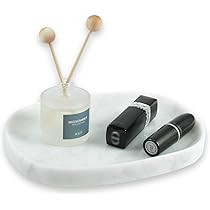 JIMEI Marble Vanity Tray Decorative Tray Oval Storage Organizer Mini Bathroom Kitchen Dresser Jewelr | Amazon (US)