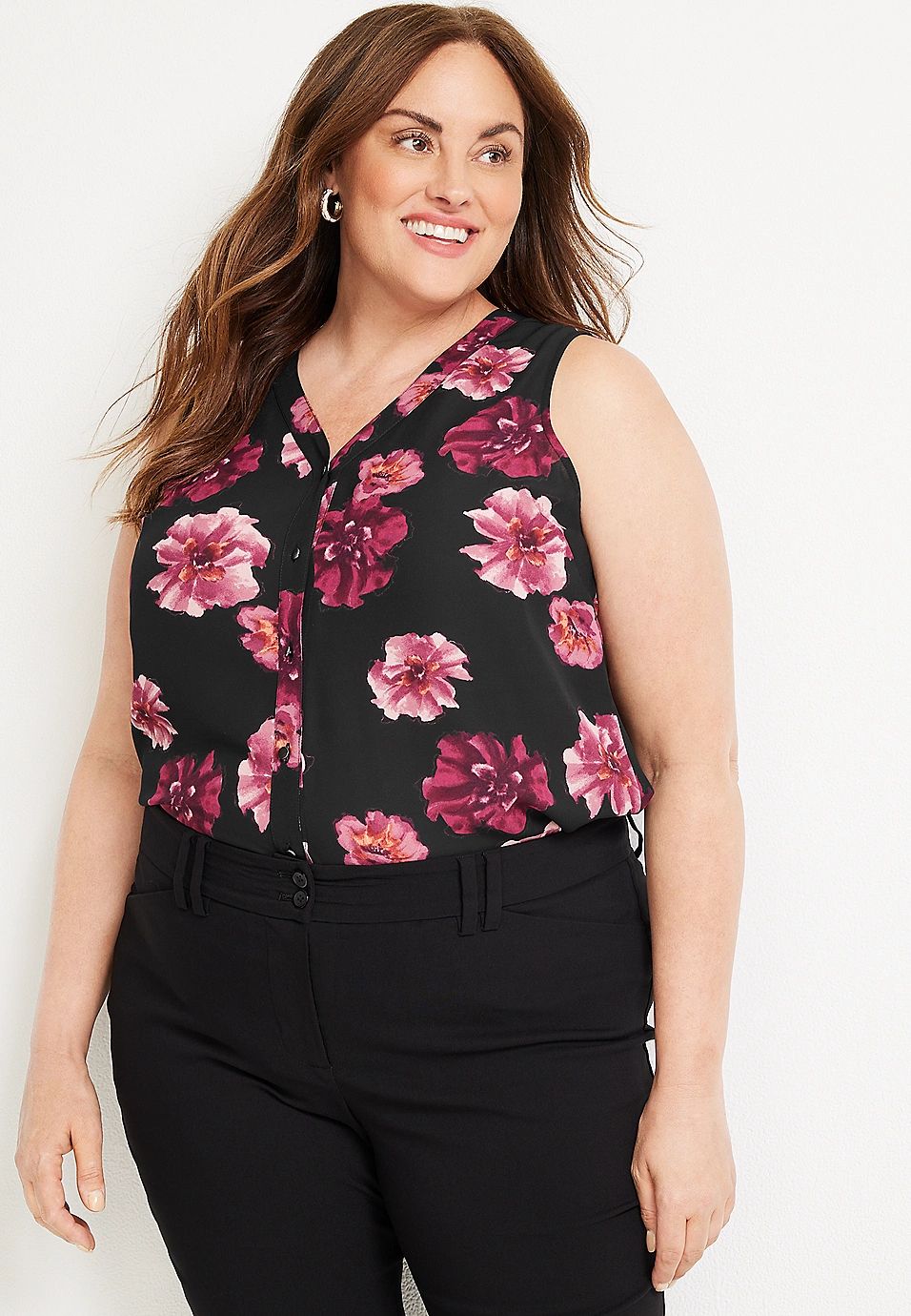 Plus Size Madison Floral Button Down Tank Top | Maurices
