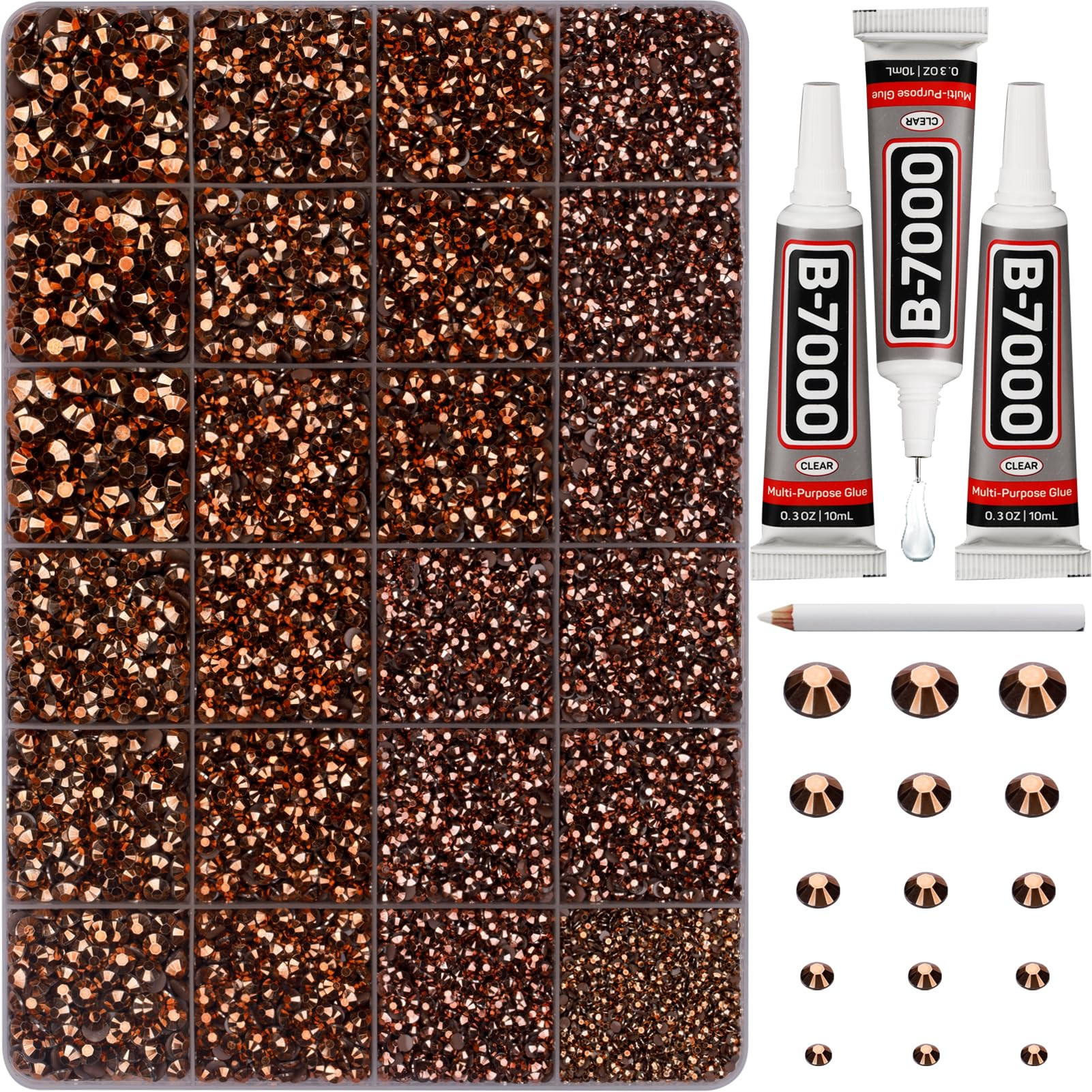 30000Pcs Resin Rhinestones Set for Crafting Bedazzling, Brown Flatback Gems Jewels for Crafts Clo... | Amazon (US)