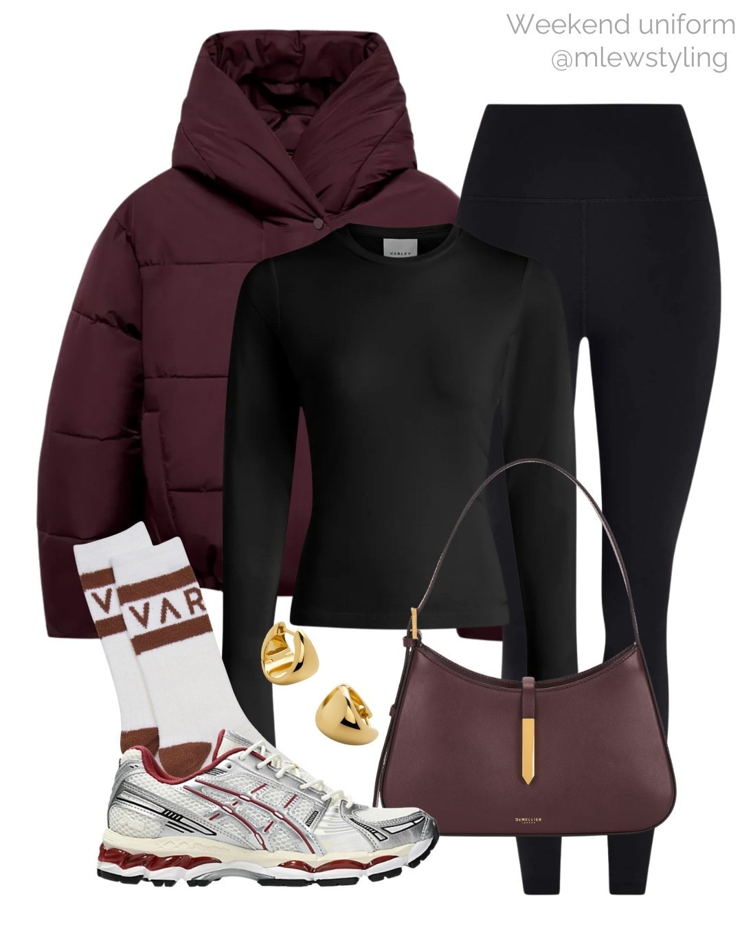 Autumn/winter outfit for the weekend 🖤

Tags: weekend uniform, errand run, Varley black leggings, burgundy DeMellier shoulder bag, asics sneakers, new in Zara burgundy puffer coat, school run, everyday outfit, comfy chic look

#LTKStyleTip #LTKSeasonal #LTKShoeCrush