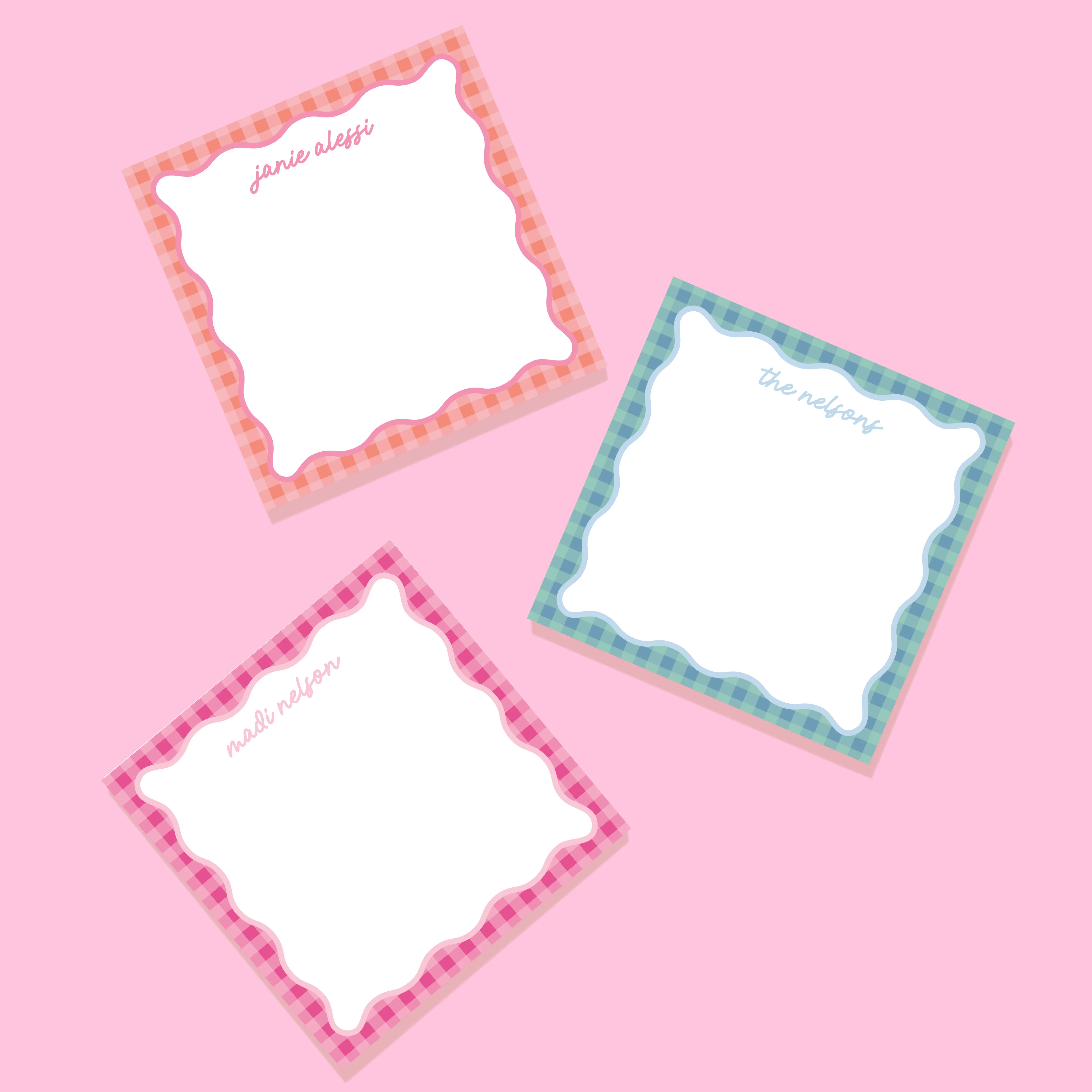 JCS x Madi Nelson Wavy Gingham Collection Personalized Notepad | Joy Creative Shop