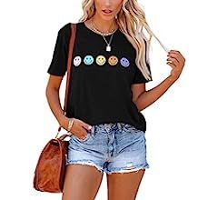 Eurivicy Women's T-Shirts Summer Funny Graphic Short Sleeve Tops Loose Casual Crew Neck Tees | Amazon (US)