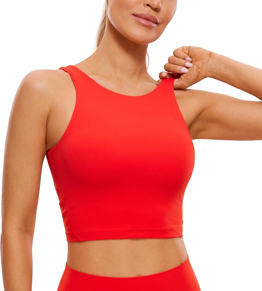 CRZ YOGA Womens High Neck Longline U Back Padded Crop Workout Tank Top Sports Bra | Amazon (US)