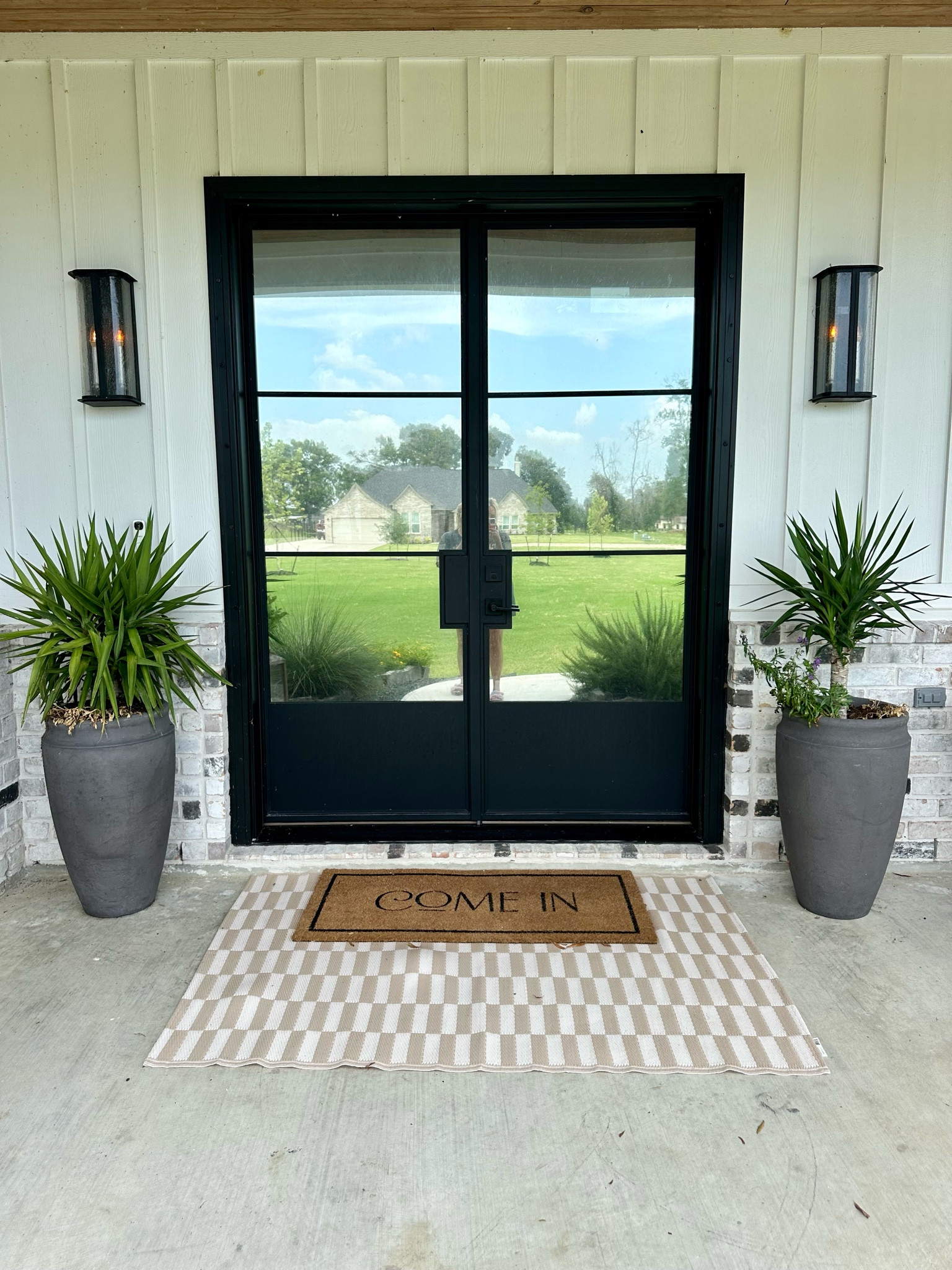 Front porch decor, porch furniture, patio furniture, tall planters, large door mat, outdoor planters, patio rug, Walmart patio, Walmart rug, Walmart home 

#LTKSeasonal #LTKHome