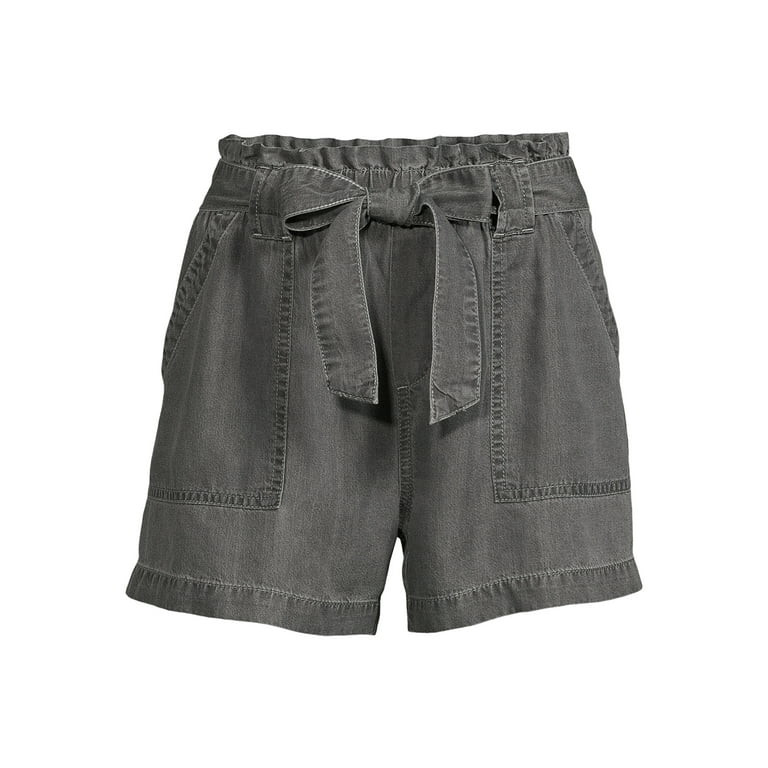 Time and Tru Women's Belted Waist Mid Rise Soft Short | Walmart (US)