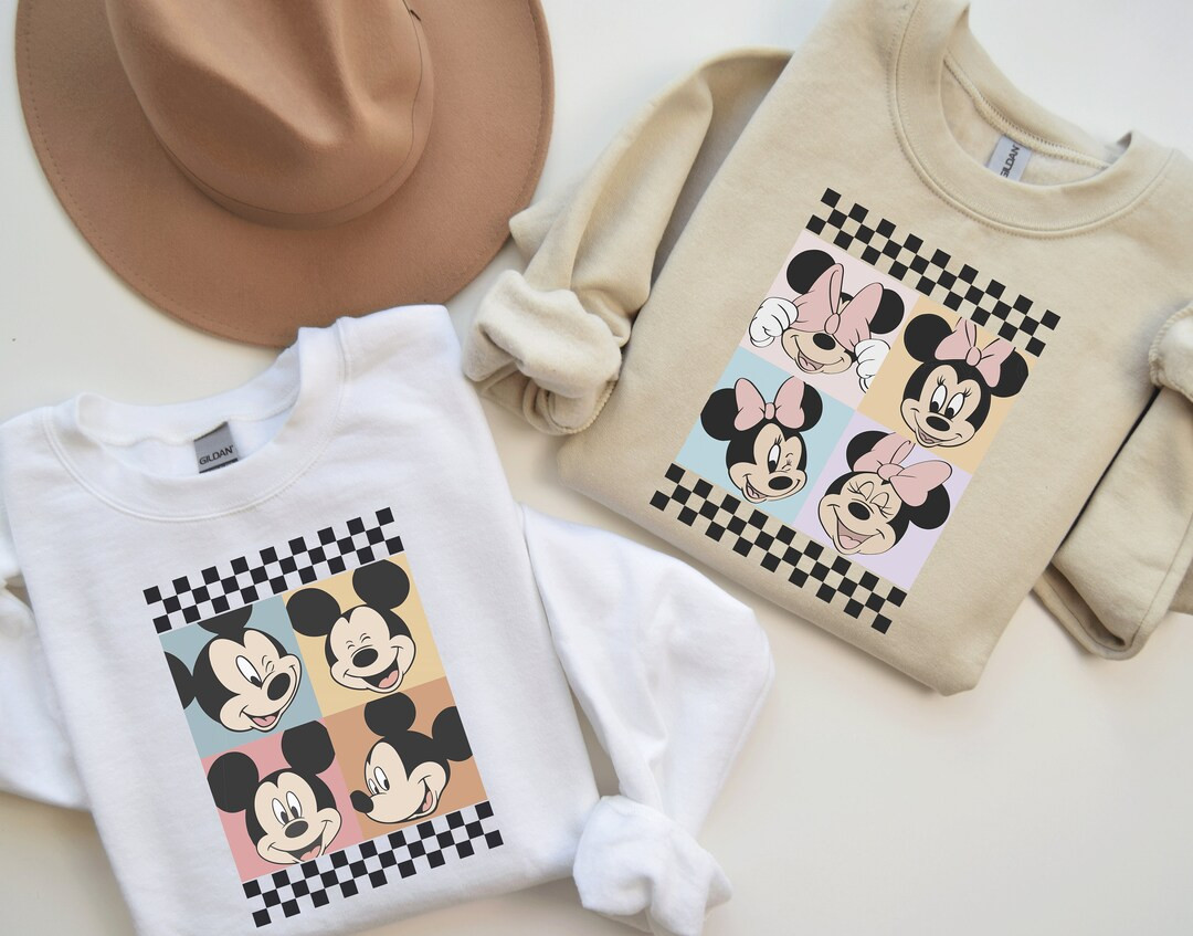 Retro Mickey and Minnie Sweatshirt / Checkered Disneyworld Sweatshirt / Retro Disney Sweater / Di... | Etsy (US)