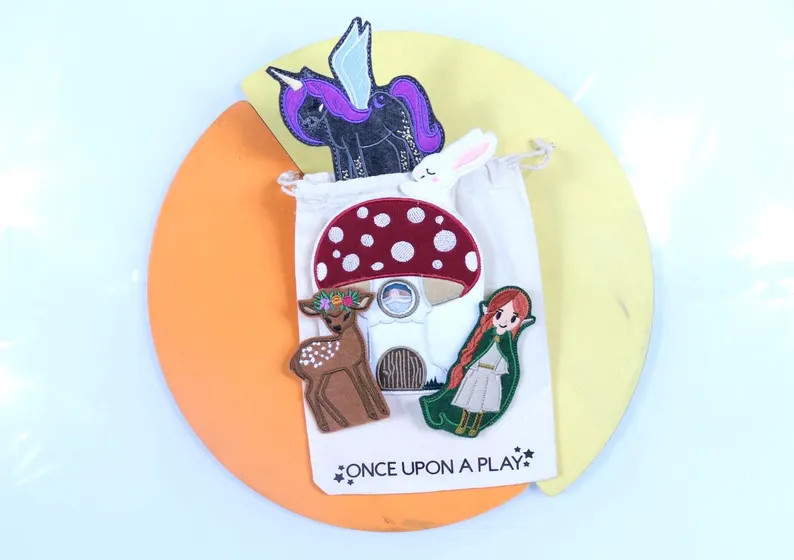 Enchanted Forest Felt Finger Puppet Set: Handmade Storytelling Toy | Etsy (US)