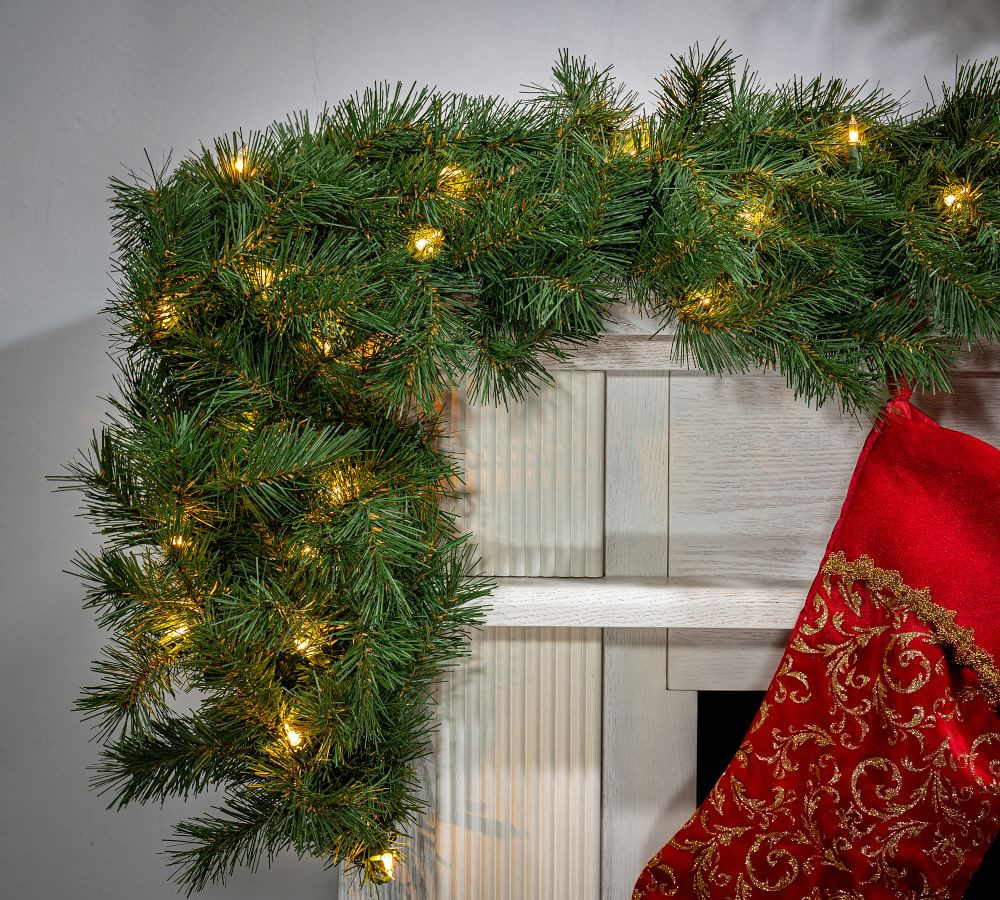 Faux Pre-Lit Aspen Spruce Garland - 9' | Pottery Barn (US)