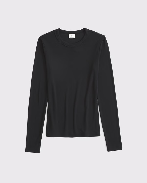 Long-Sleeve Powdered Rib Tee | Abercrombie & Fitch (US)