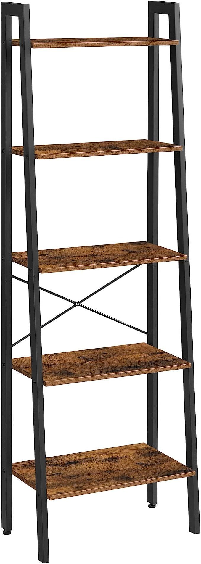 VASAGLE ALINRU 5-Tier Bookshelf, Industrial Bookcase and Storage Rack, Wood Look Accent Furnitur... | Amazon (US)