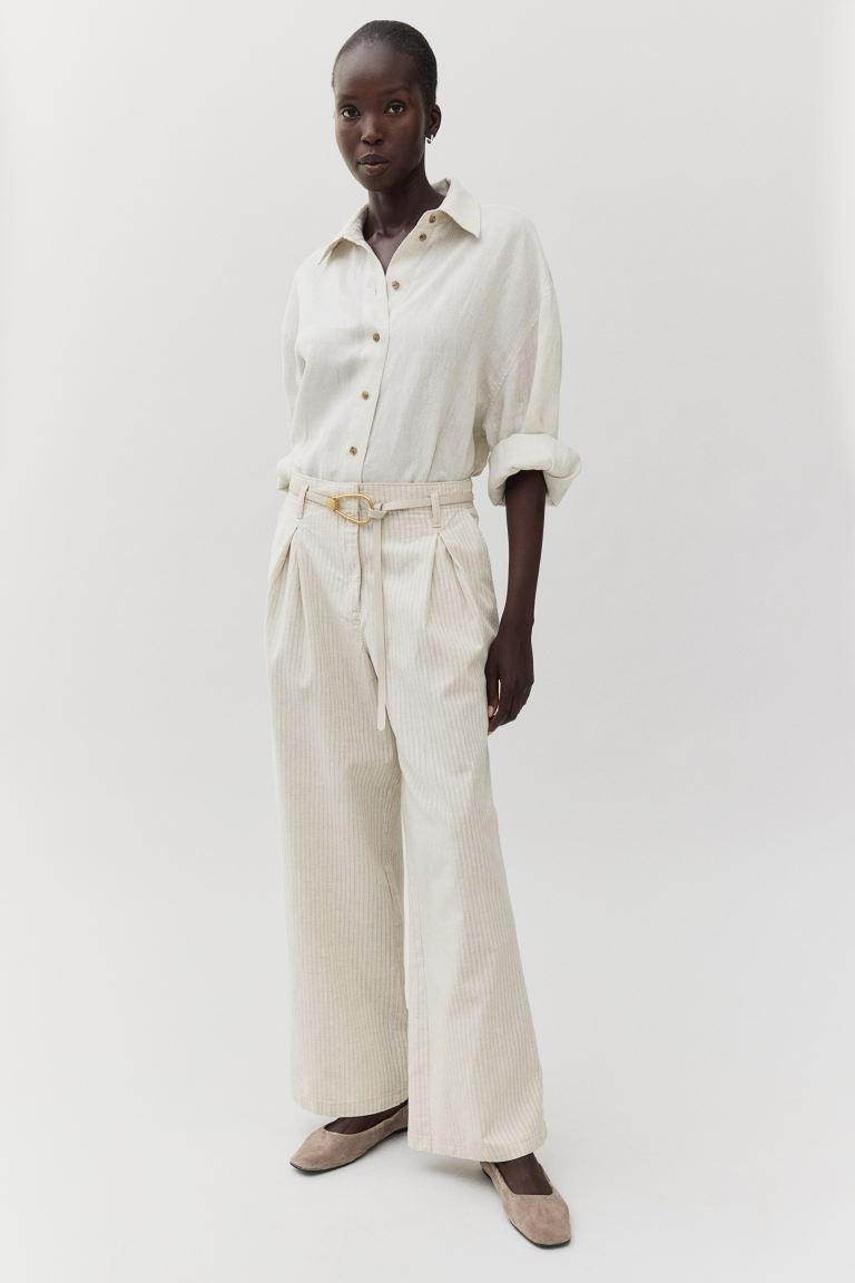 Wide linen-blend trousers | H&M (UK, MY, IN, SG, PH, TW, HK)