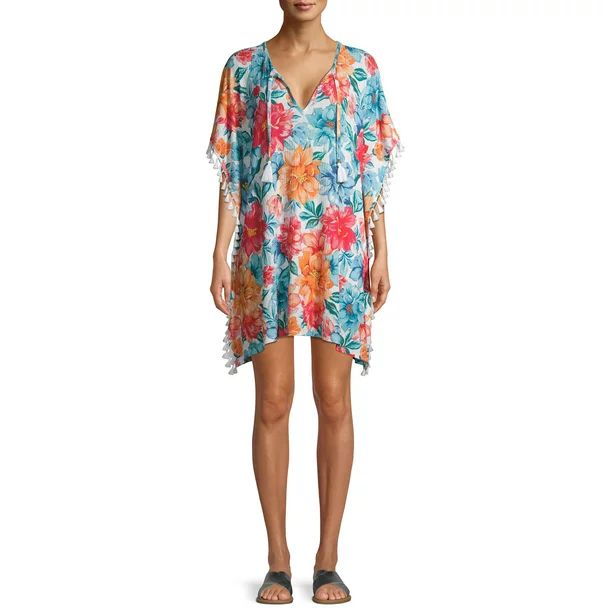 Time and Tru Novelty Rib Caftan Swimsuit Cover Up | Walmart (US)