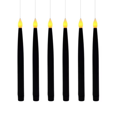 LumaBase Battery-Operated Hanging Black Taper Candles - Set of 6 | Target
