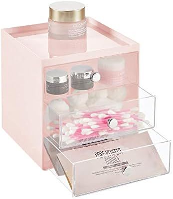 mDesign Plastic Makeup Organizer Storage Station Cube with 3 Drawers for Bathroom Vanity, Cabinet... | Amazon (US)