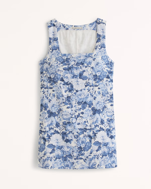 Linen-Blend Wide Strap Mini Dress | Abercrombie & Fitch (US)