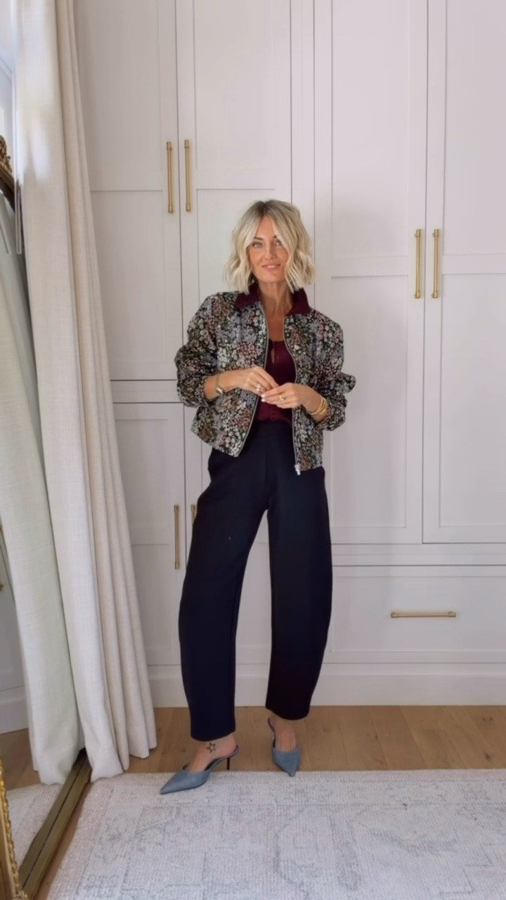 These pants are truly so versatile & something you can wear for work or play! Wearing XS!

Loverly Grey, fall outfit inspo, floral jacket, barrel pants, fall workwear, fall date night

#LTKSeasonal #LTKWorkwear