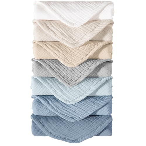Konssy Muslin Baby Burp Cloths Sets for Unisex- 7 Pack Soft 100% Cotton Burping Clothes for Newborn，Baby Girls and Boys | Amazon (US)