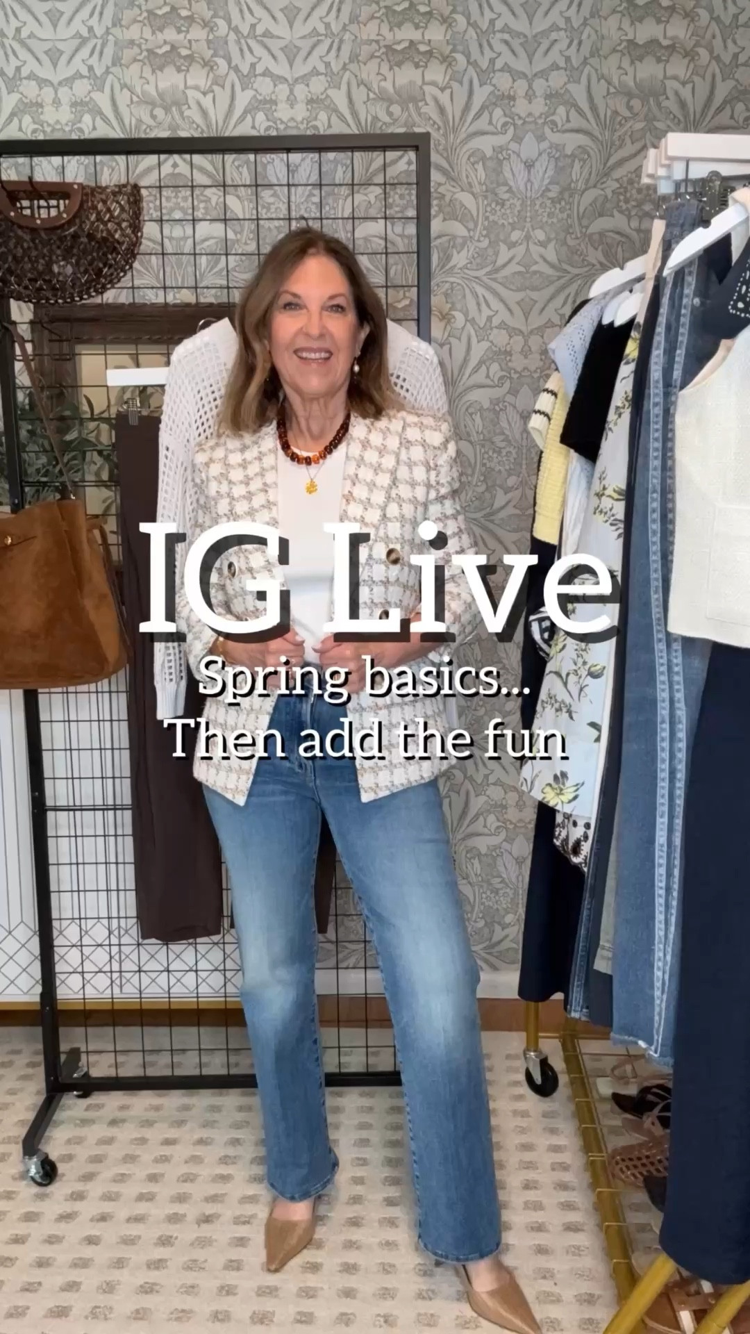 Today's IG Live is about spring basics to have in your wardrobe and how to style them to create outfits for days. Then we had the fun. Extra pieces that add your unique style to your wardrobe.

Hi, I’m Sandy, a former Nordstrom stylist in Seattle and now a content creator. On Thursdays, I go live in my styling office to share what’s new and how to style it. If you like this type of content, follow along. I’d love to have you here.

#LTKgrwm #LTKOver40 #LTKSeasonal