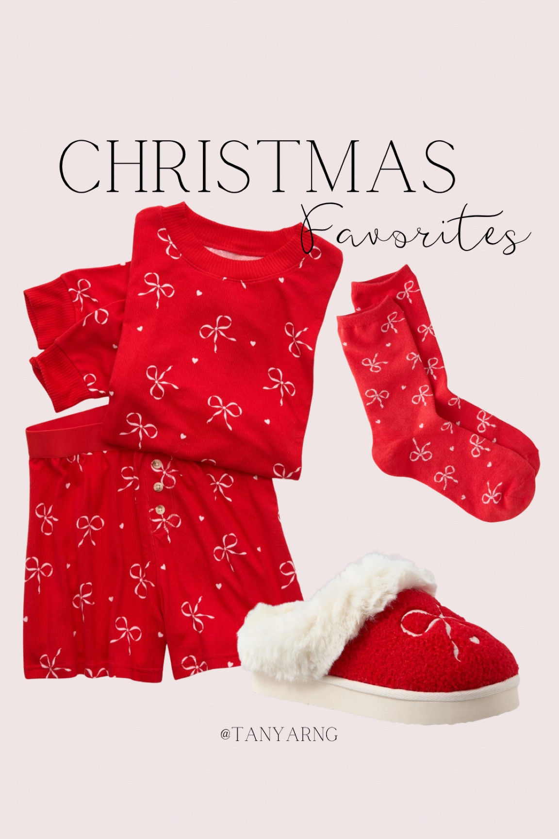 Red bow Christmas pajamas and slippers 

#LTKHoliday #LTKGiftGuide #LTKSeasonal