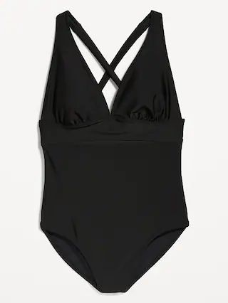 Matching V-Neck One-Piece Swimsuit for Women | Old Navy (US)