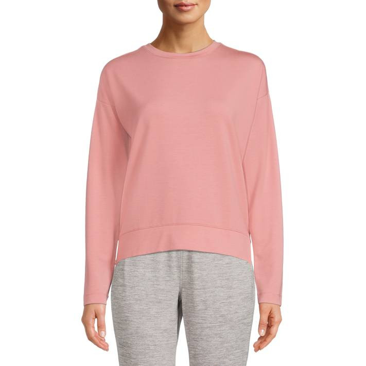 Avia Women's Long Sleeve Drop Shoulder Soft French Terry Cloth Tee | Walmart (US)