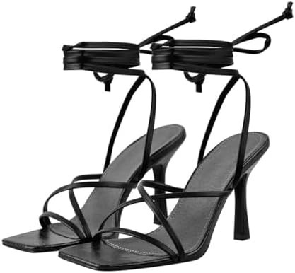 LISHAN Women's Stiletto High Heels Strappy Lace Up Sandals | Amazon (US)
