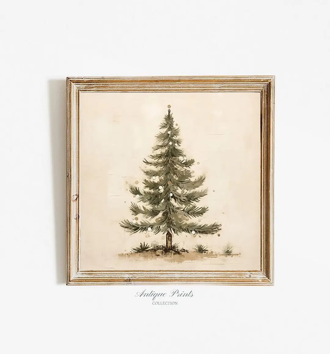 Christmas Tree Print, Printable Winter Holidays Wall Art, Farmhouse Christmas Golden Decor, Chris... | Etsy (US)