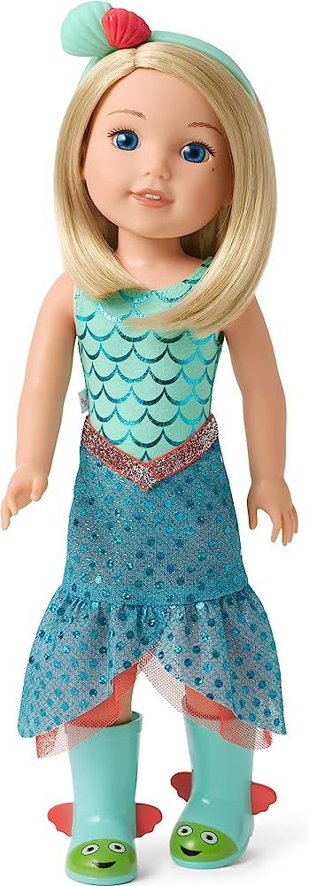 American Girl WellieWishers 14.5-inch Camille Doll with Blue Leotard, Mermaid Skirt, Headband, an... | Amazon (US)