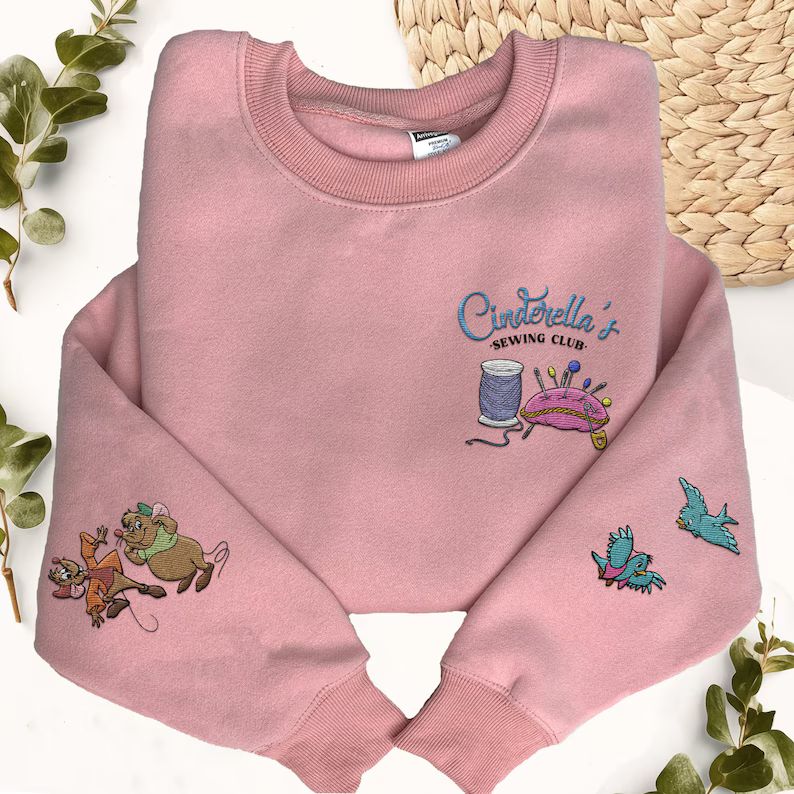 Embroidered Cinderella's Sewing Club Sweatshirt, Disney Princess Cinderella Jaq and Gus Mouse Emb... | Etsy (US)