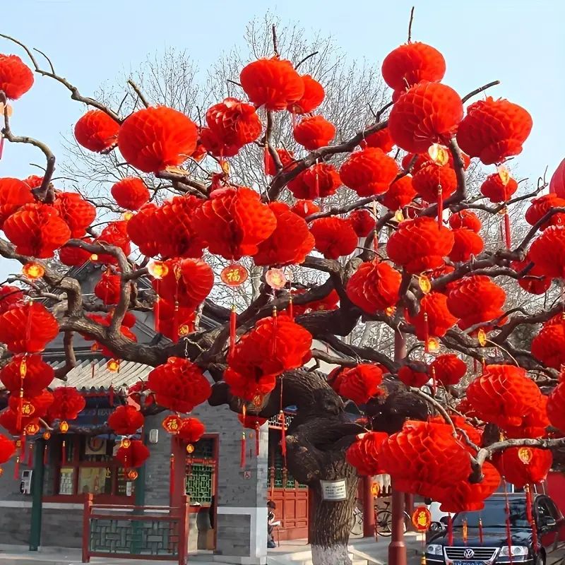 10pcs/pack New Year Decoration Red Lantern Chinese Year Oriental Spring Festival New Year Folding... | Temu Affiliate Program