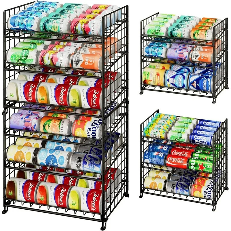 2 Pack Adjustable Can Rack Organizer, Stackable Can Storage for Kitchen Pantry Cabinet, 3-Tier Ca... | Walmart (US)