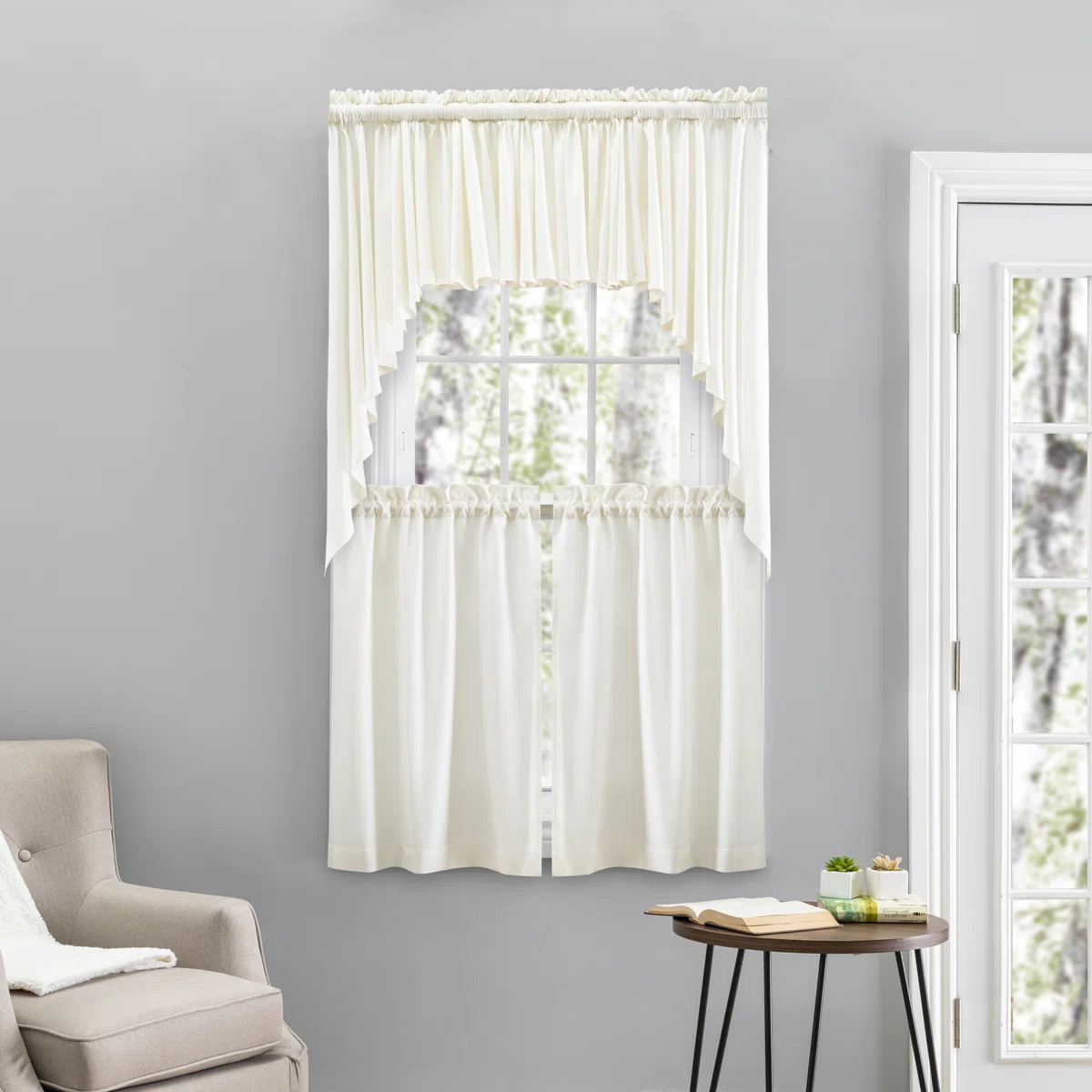 Lakeland Classic Tailored Cafe Curtain/Tier Pair in Light Filtering in Bold Colors and Various Si... | Wayfair North America