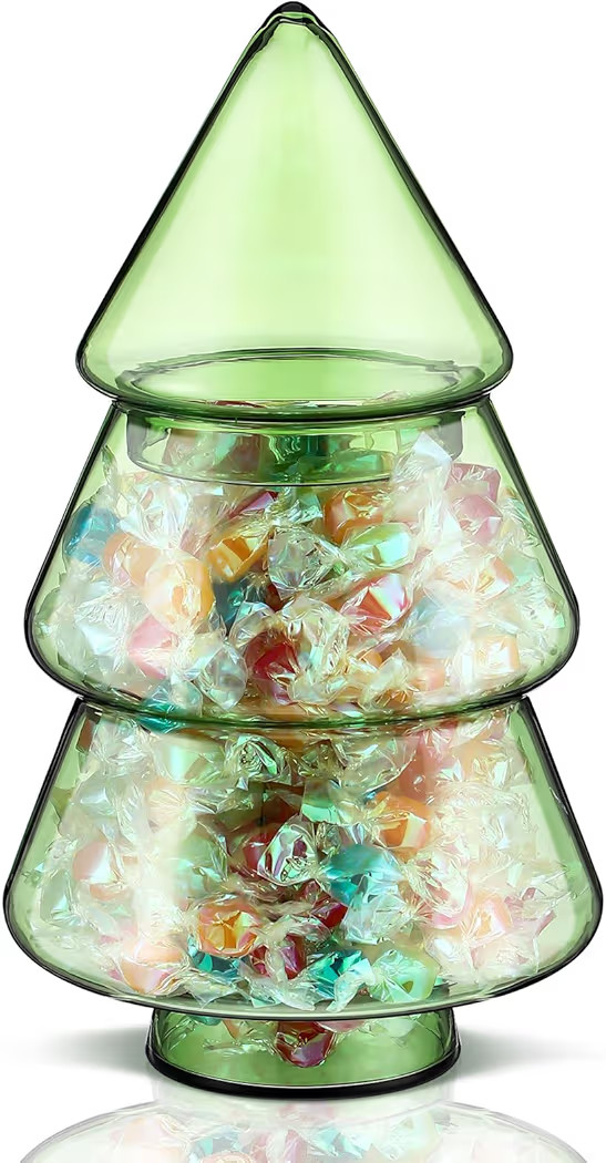 Sliner Christmas Tree Candy Jars Glass Cookie Jars with Lids Lovely Christmas Tree Jar Bowl Food ... | Amazon (US)