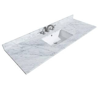 60 in. W x 22 in. D Marble Single Basin Vanity Top in White Carrara with White Basin | The Home Depot