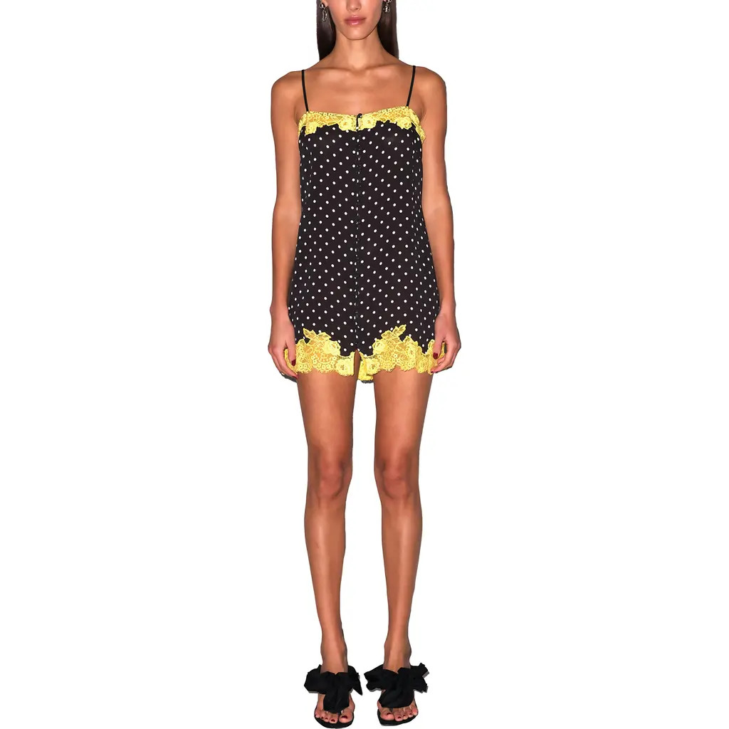 Fleur Du Mal Juliet Button Slip in Small Black Dot at Nordstrom, Size X-Small | Nordstrom