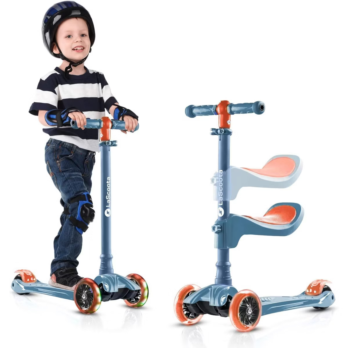 LaScoota 2-in-1 Kids Kick Scooter, Adjustable Height Handlebars and Removable Seat, 3 LED Lighted... | Target