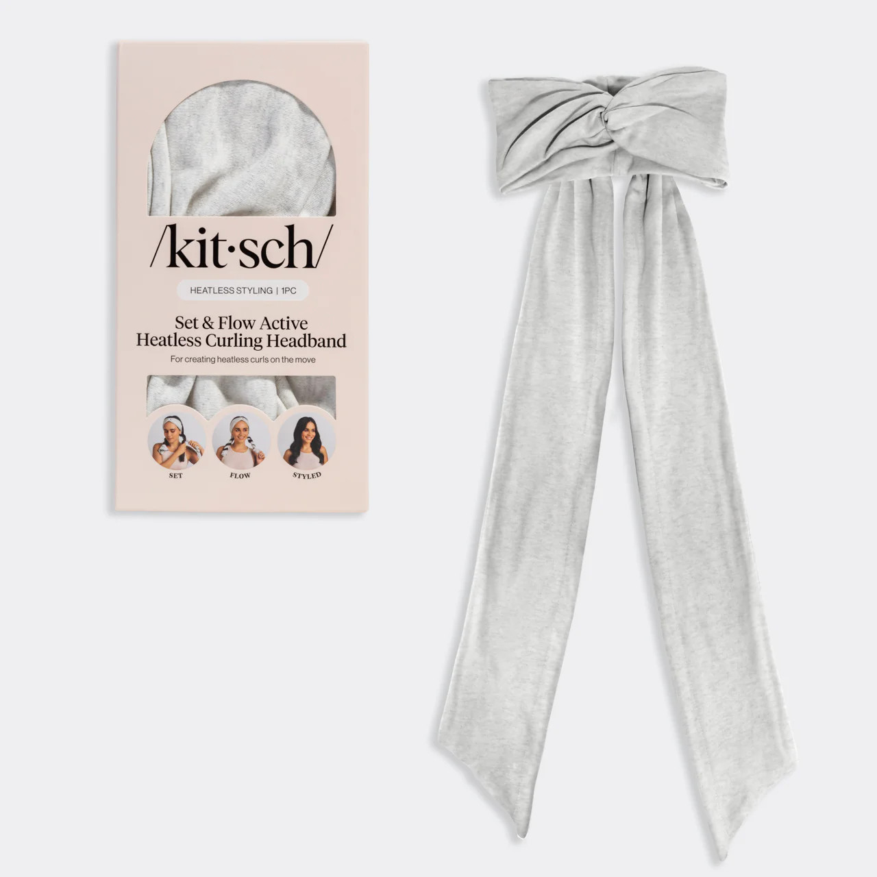 Heather Gray Set & Flow Active Curling Headband | Kitsch