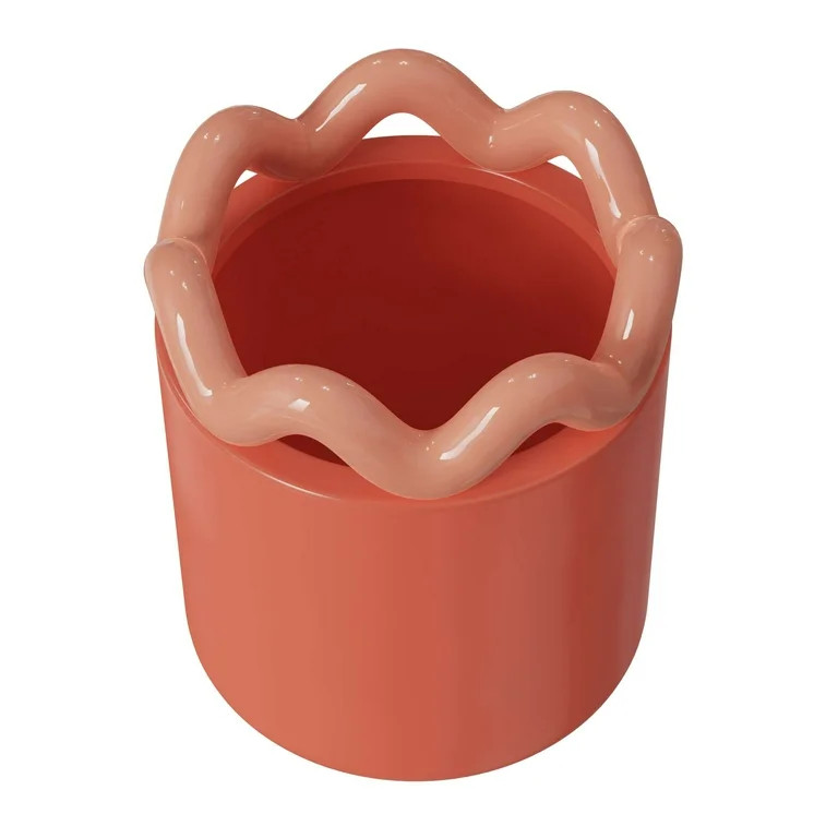 Mainstays Peyson 6" x 6" x 6.9" Round Coral Bisque Ceramic Planter | Walmart (US)
