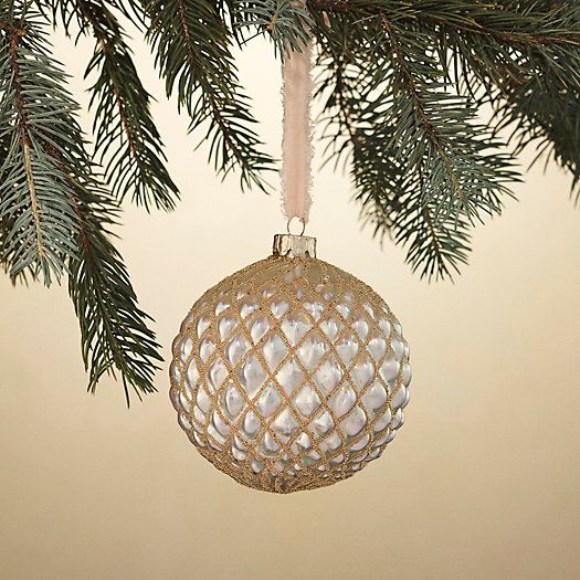 Pearly Textured Glass Globe Ornament | Terrain