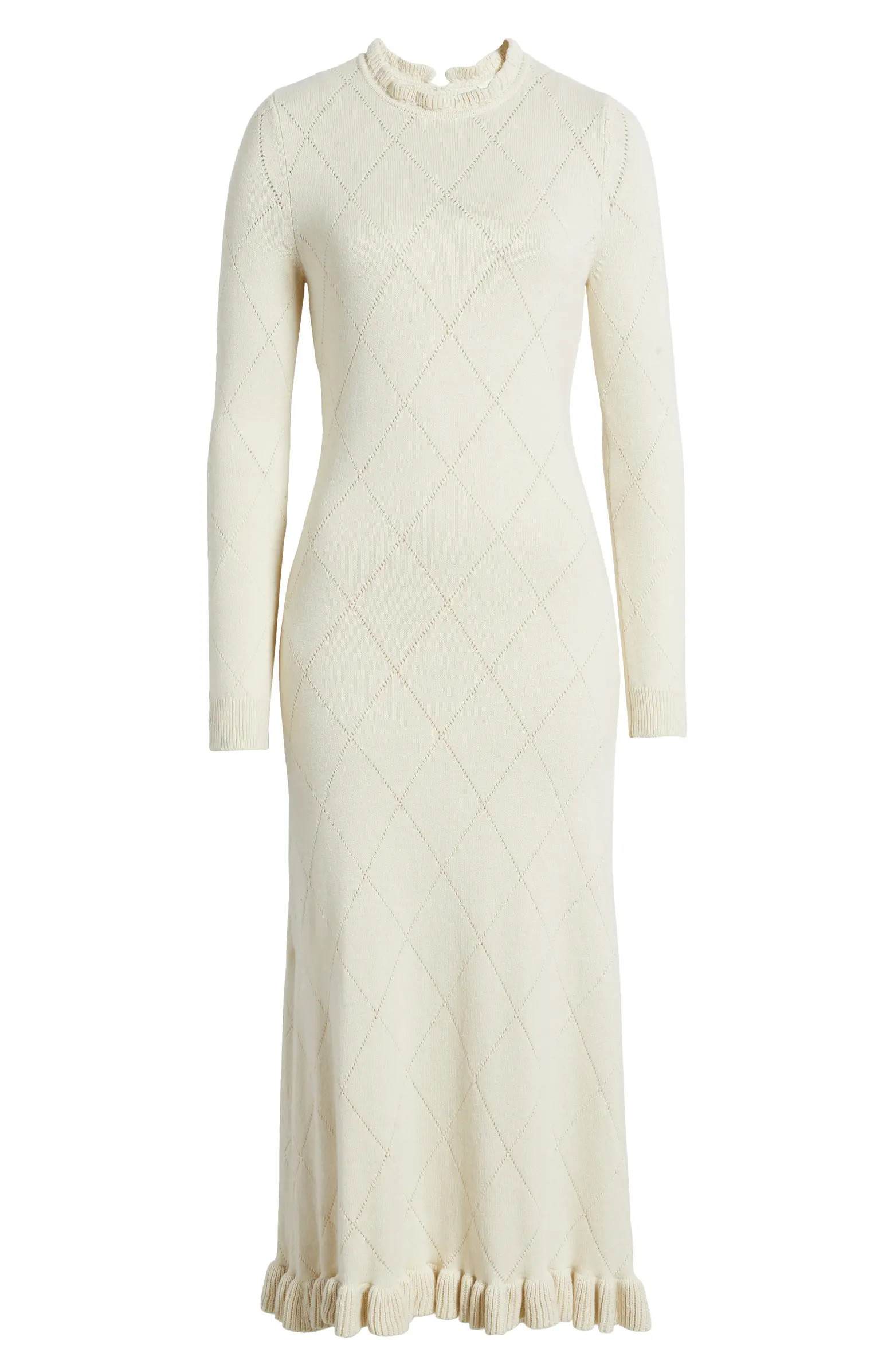 Treasure & Bond Pointelle Long Sleeve Cotton Blend Sweater Dress | Nordstrom | Nordstrom