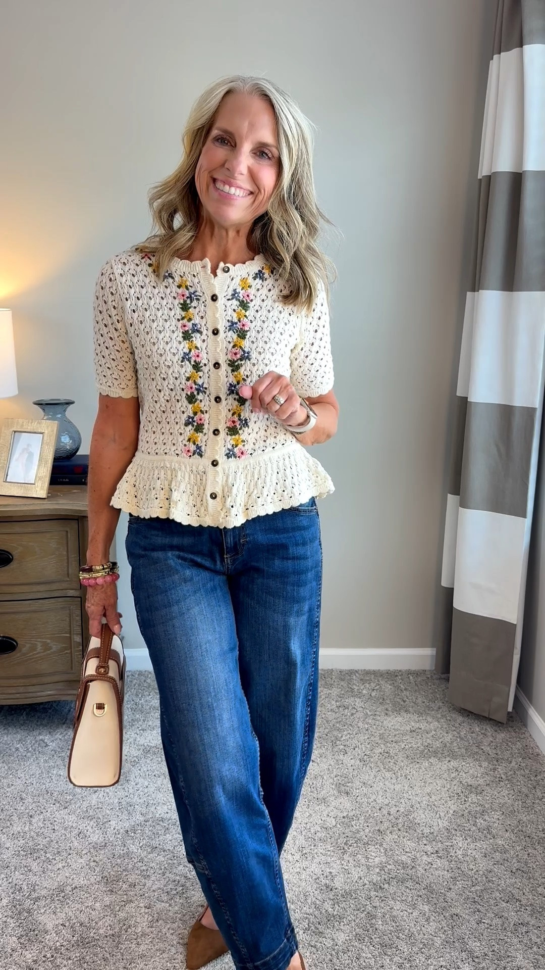 Ah-dorable! Cutest every or any day look, teacher look, back to school look. Pair the sweater with a denim skirt, or olive pants for a super fun look. Dress up for workwear. Wearing XS sweater/4 jeans. One of my absolute favorite pairs of jeans.

#LTKootd #LTKOver40 #LTKgrwm