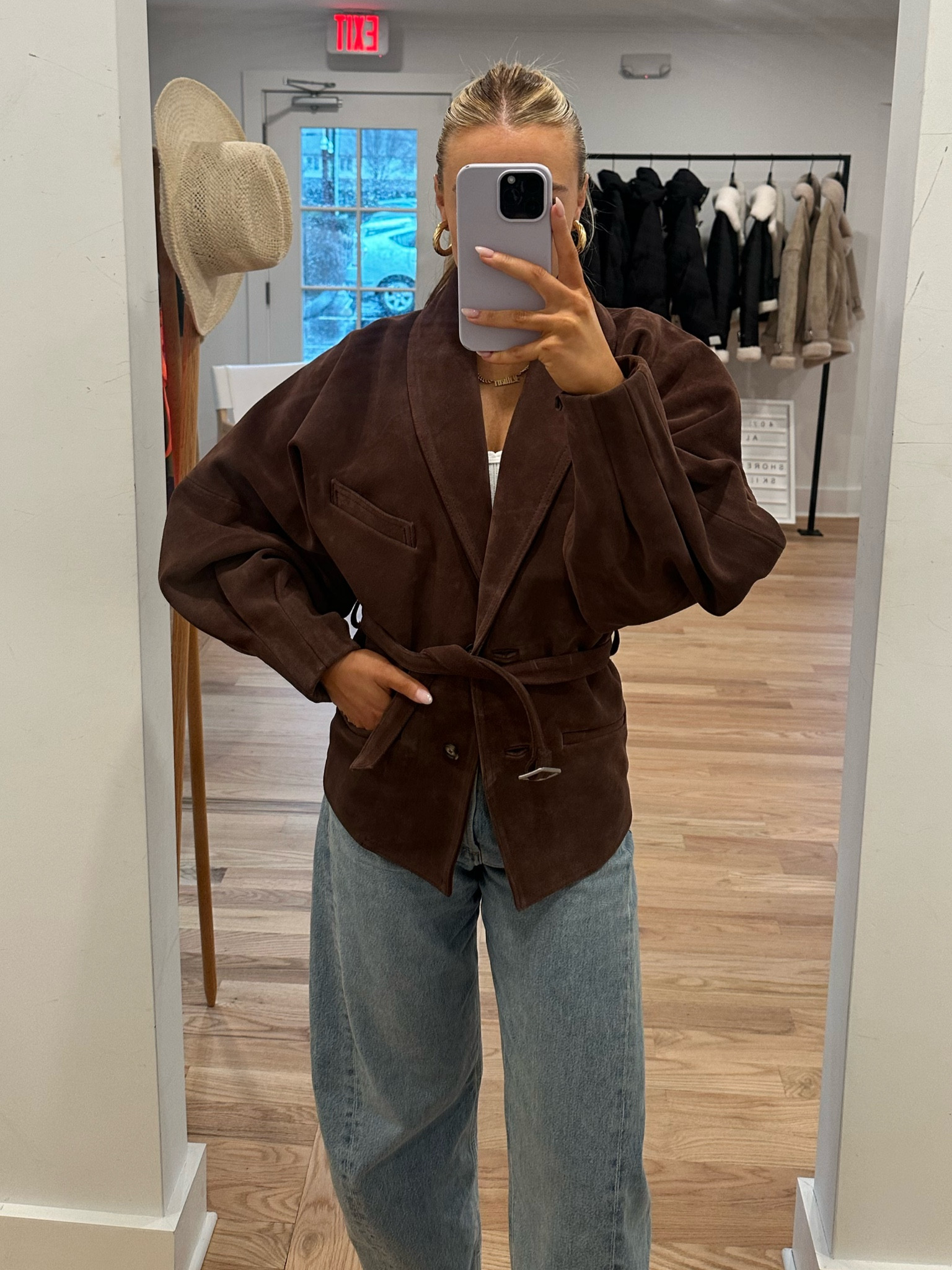 Step into elegance with the Estate Blazer! 🌟 This vintage-style jacket, with its feminine silhouette and balloon sleeves, is a timeless addition to your wardrobe. Made from luxurious heavyweight chocolate suede, it features a detachable belt to accentuate your style. Perfect for those who love a classic touch with a modern flair. Shop now and embrace your unique elegance! #EstateBlazer #VintageStyle #FashionStatement

#LTKstyletip #LTKparties #LTKHoliday