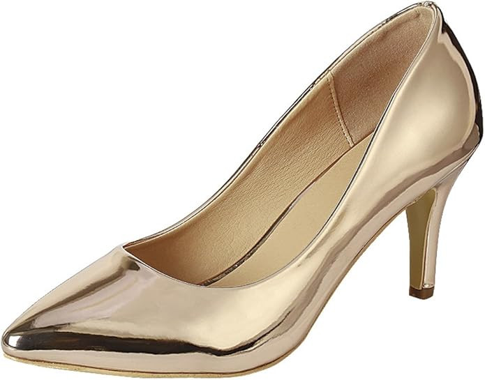 Cambridge Select Women's Classic Pointed Toe Comfort Stiletto Mid Heel Pump | Amazon (US)