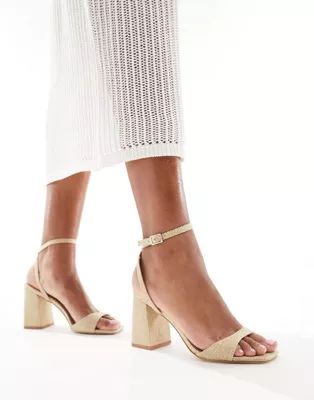 RAID Wink 2 block heeled sandals in natural jute | ASOS | ASOS (Global)